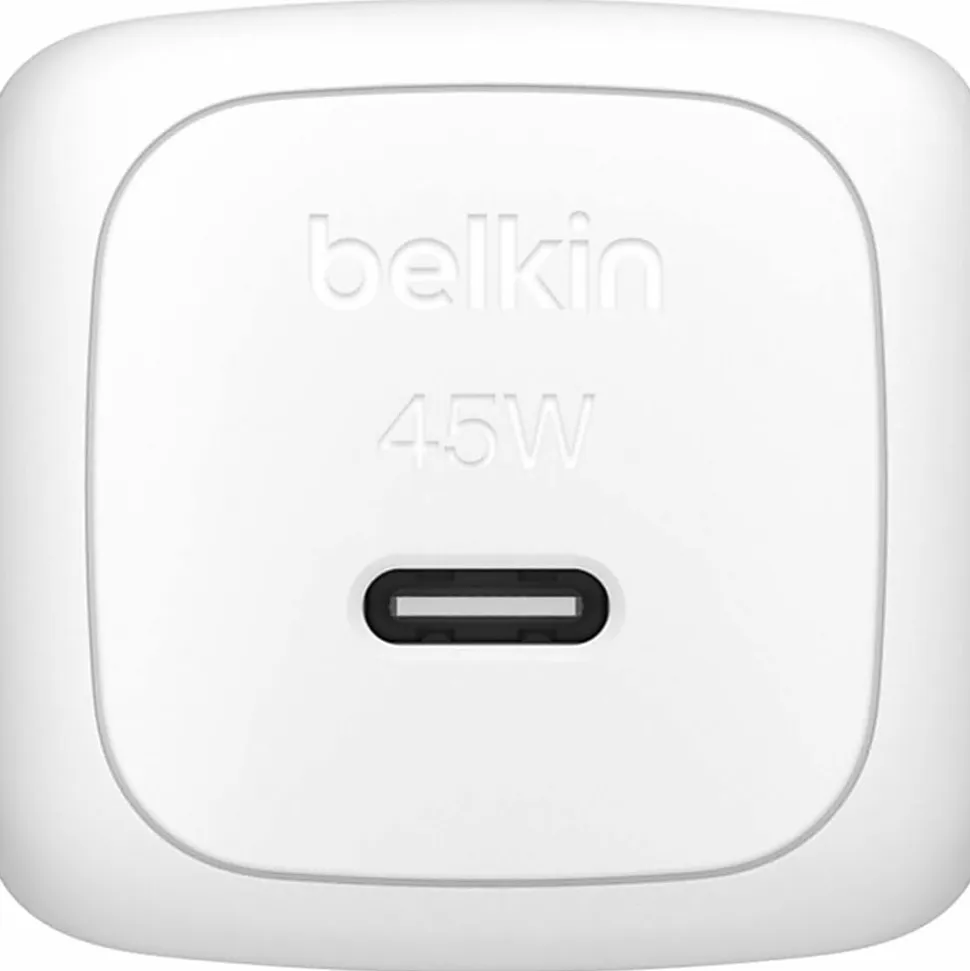 Belkin 45W Portable USB-C Wall Charger - 1xUSB-C (45W) - Fast Charge - Power Adapter - White - 45 W - White