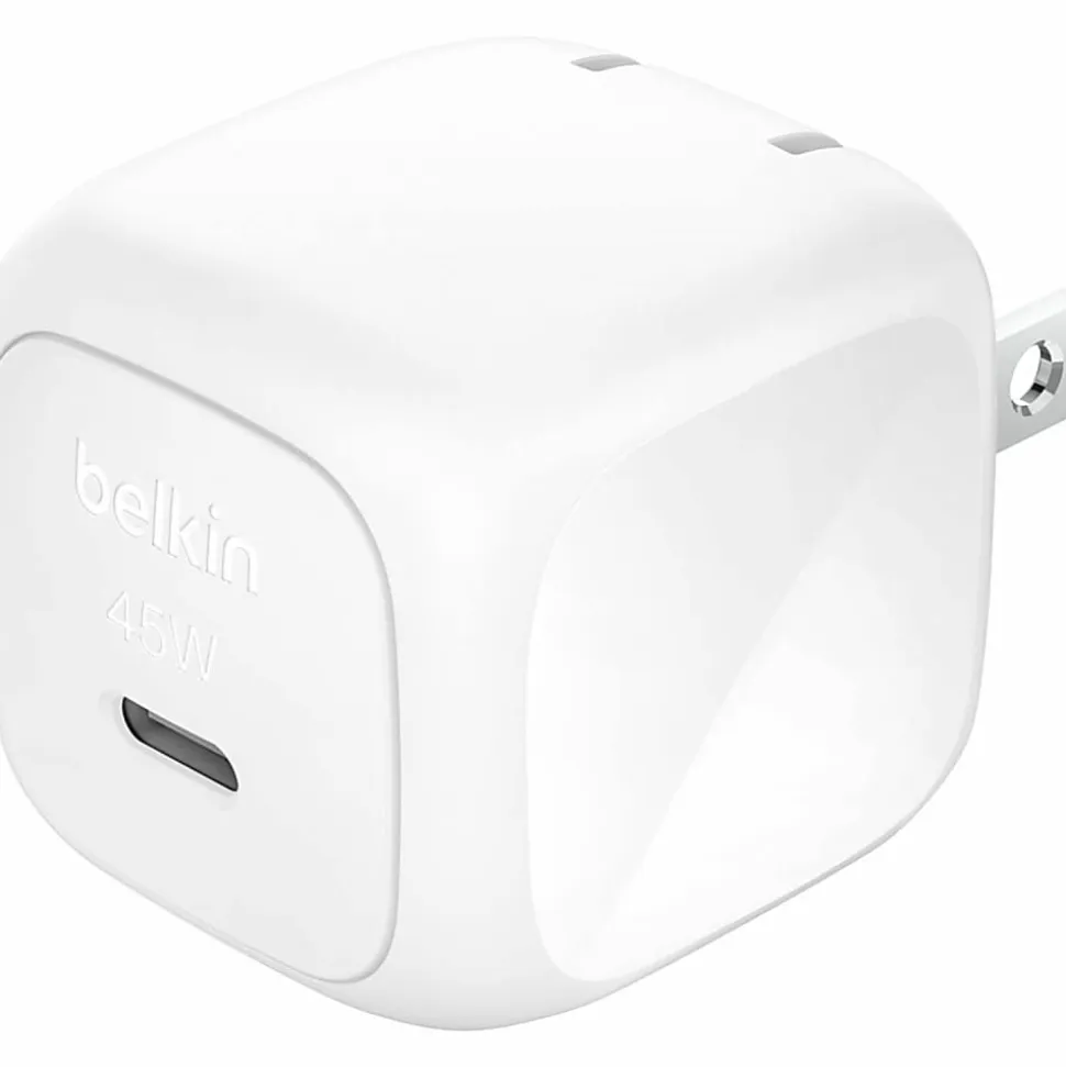 Belkin 45W Portable USB-C Wall Charger - 1xUSB-C (45W) - Fast Charge - Power Adapter - White - 45 W - White