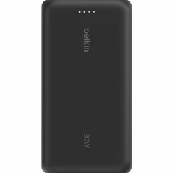 Belkin 30W 2-port Power Bank w/ Integrated USB-C Cable, 20K mAh, 1xUSB-A, 1xUSB-C, Portable Charger, Black, BPB024FQBK