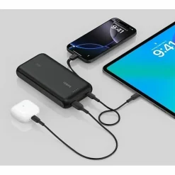 Belkin 30W 2-port Power Bank w/ Integrated USB-C Cable, 20K mAh, 1xUSB-A, 1xUSB-C, Portable Charger, Black, BPB024FQBK