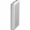 Belkin 15W 3-port USB Power Bank - 20K mAh - 2xUSB-A (12W), 1xUSB-C (15W) - Portable Charger - w/ USB-A to USB-C Cable - Silver -  - BPB012BTSL