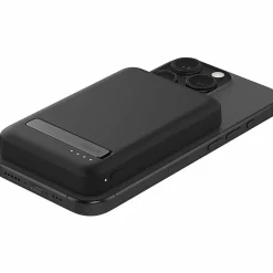 Belkin 15W Wireless Magnetic Power Bank w/ Stand, Qi2 - 5K mAh - 1xUSB-C - Portable Charger - w/ USB-C to USB-C Cable - Black - 5000 mAh - Black