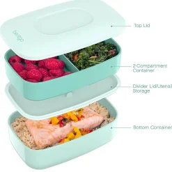 Bentgo Classic All-In-One Lunch Box Container, 3-13/16"H x 4-3/4"W x 7-1/8"D, Coastal Aqua
