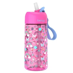 Bentgo Kids Prints Tritan Water Bottle, Rainbows/Butterflies