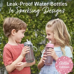 Bentgo Kids Water Bottle, 15 Oz, Petal Pink Glitter