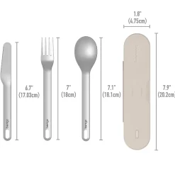 Bentgo Stainless Steel Portable Utensil Set, Silver/Sand