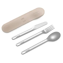 Bentgo Stainless Steel Portable Utensil Set, Silver/Sand