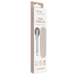 Bentgo Stainless Steel Portable Utensil Set, Silver/Sand