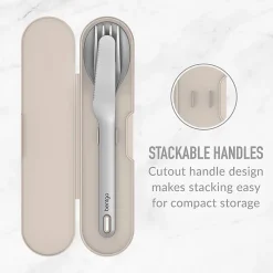 Bentgo Stainless Steel Portable Utensil Set, Silver/Sand