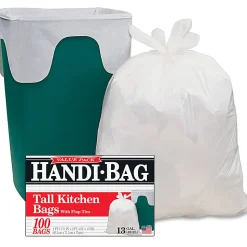 Berry Handi-Bag Flap Tie Tall Kitchen Bags, Small Size, 13 gal Capacity, 23.50"x 29", 0.60 mil (15 Micron) Thickness, 600 Count - HAB6FK100CT