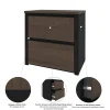 Bestar Connexion 72"W L-Shaped Corner Desk With Lateral File Cabinet, 5 Drawers, Antigua/Black