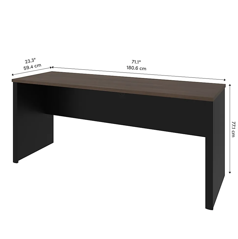 Bestar Connexion 72"W Narrow Computer Desk Shell, Antigua/Black