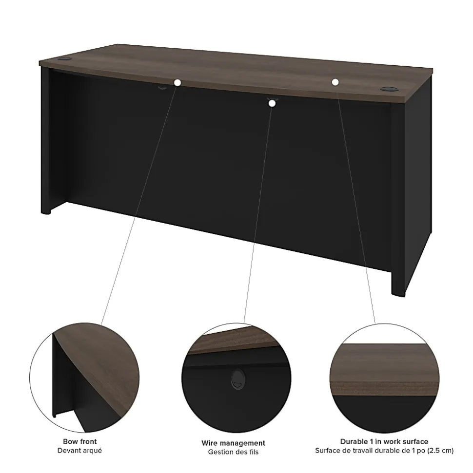 Bestar Connexion 72"W U-Shaped Executive Computer Desk With Lateral File Cabinet, Antigua/Black