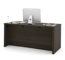 Bestar Embassy 66"W Executive Computer Desk With 2 Pedestals, Dark Chocolate
