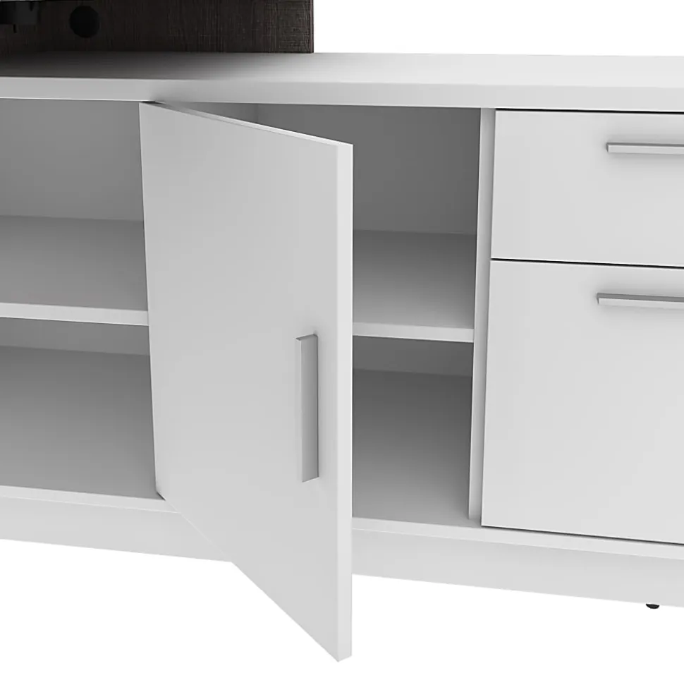 Bestar Equinox 72"W L-Shaped Corner Desk, Bark Gray/White