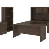 Bestar Logan U-Shaped Desk With Hutch, Lateral File Cabinet And Bookcase, Antigua