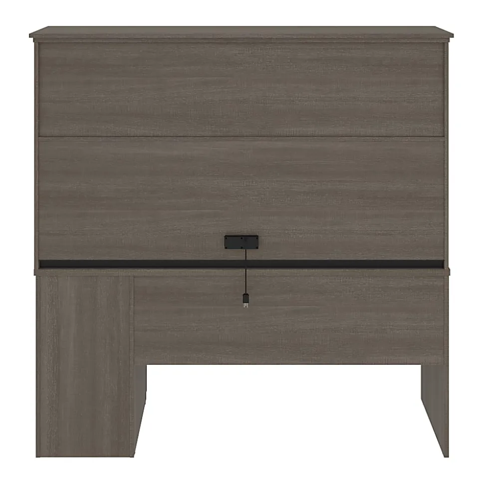 Bestar Logan 66”W U- Or L-Shaped Executive Corner Desk With Pedestal And Hutch, Bark Gray