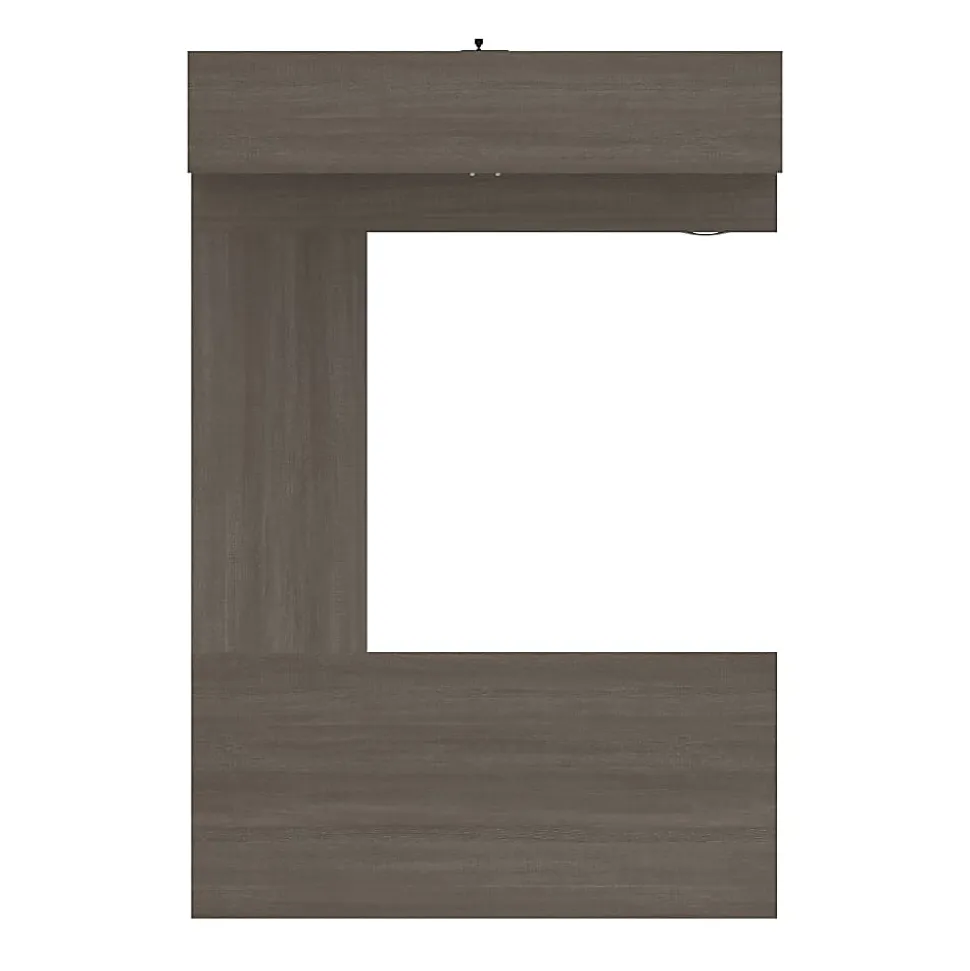 Bestar Logan 66”W U- Or L-Shaped Executive Corner Desk With Pedestal And Hutch, Bark Gray