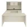 Bestar Logan 66”W U- Or L-Shaped Executive Corner Desk With Pedestal And Hutch, White Chocolate