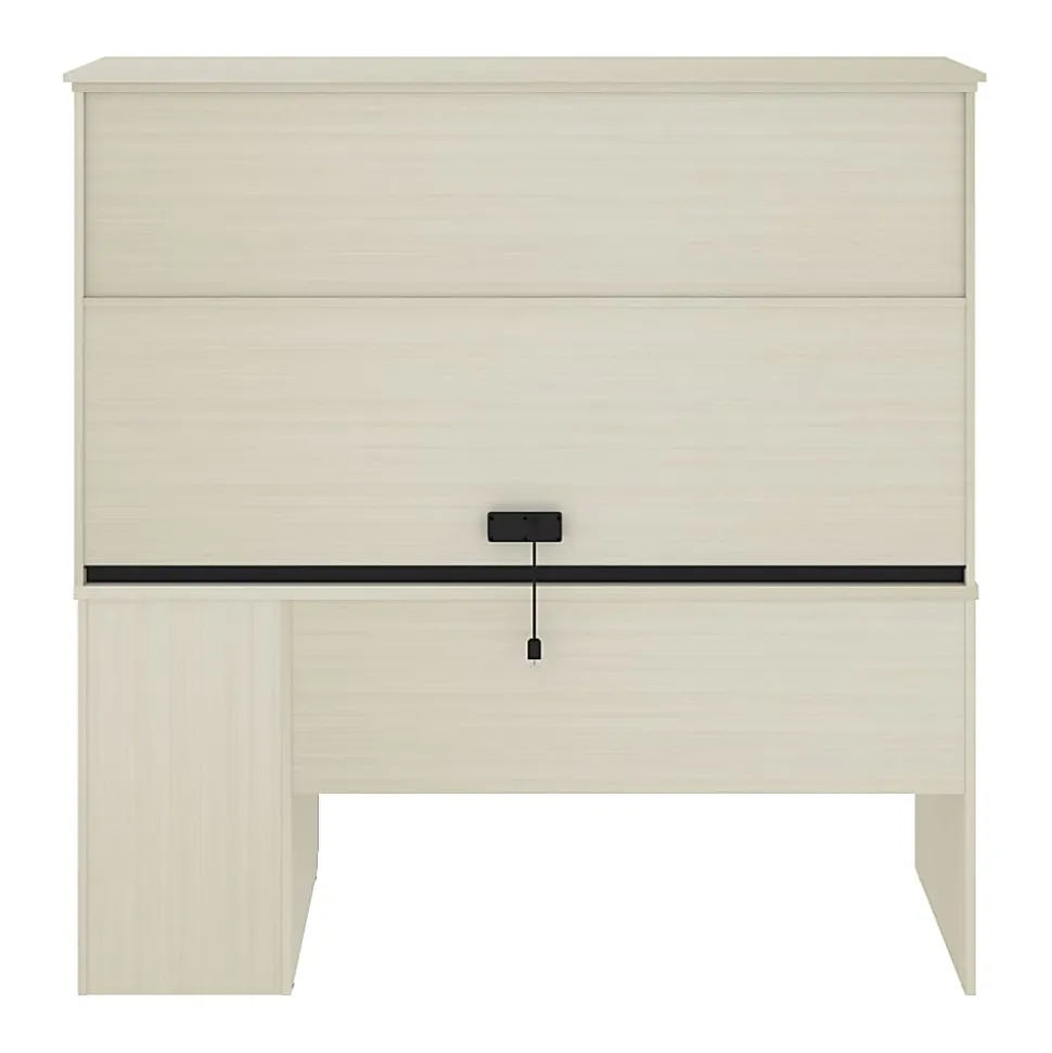 Bestar Logan 66”W U- Or L-Shaped Executive Corner Desk With Pedestal And Hutch, White Chocolate