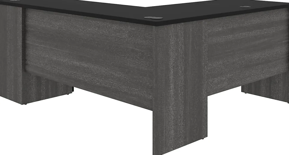 Bestar Norma 71"W L-Shaped Corner Desk, Black/ Bark Gray