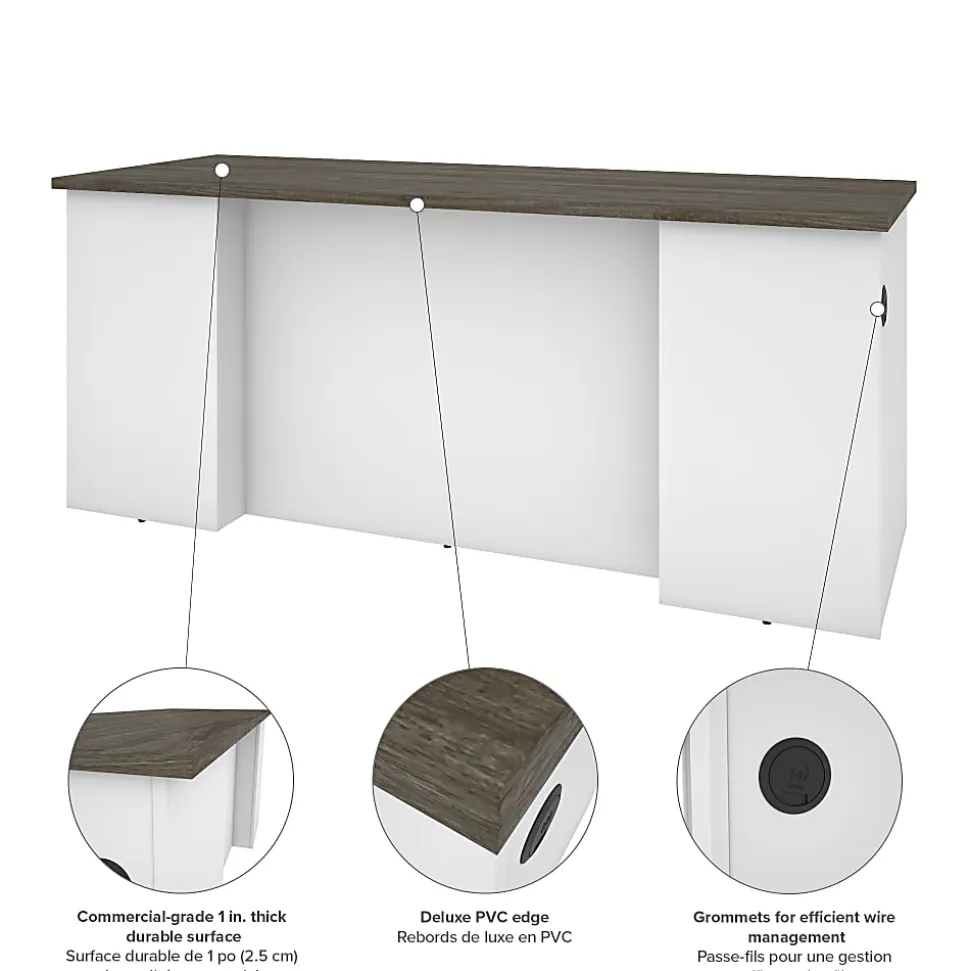 Bestar Norma 71"W U- Or L-Shaped Corner Desk, Walnut Gray/White