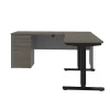 Bestar Prestige + 72"W L-Shaped Standing Corner Desk With Pedestal, Bark Gray/Slate