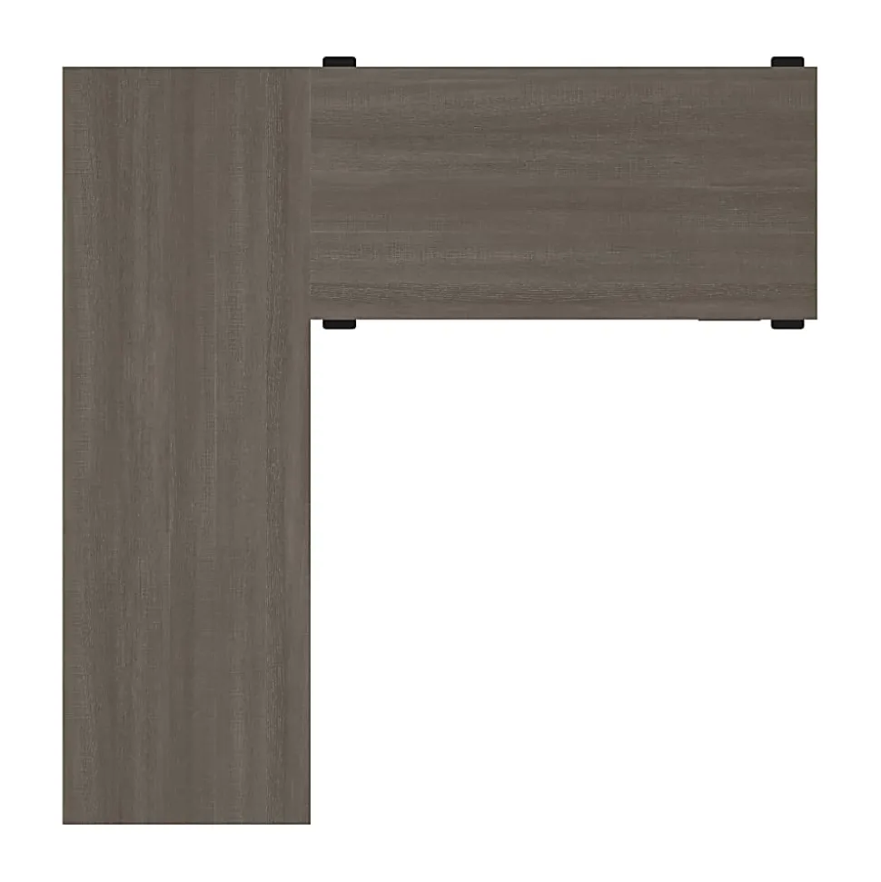 Bestar Prestige + 72"W L-Shaped Standing Corner Desk With Pedestal, Bark Gray/Slate