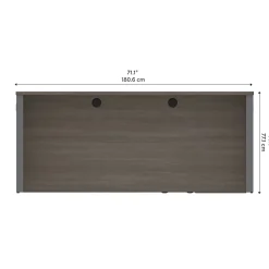 Bestar Prestige + 72”W U-Shaped Executive Computer Desk With Pedestal, Bark Gray/Slate