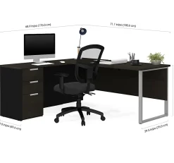 Bestar Pro-Concept Plus 72"W L-Shaped Corner Desk With Drawers, Deep Gray/Black