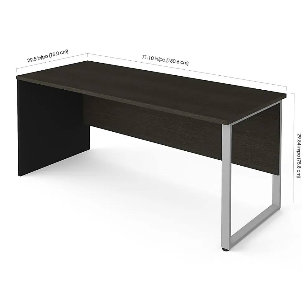 Bestar Pro-Concept Plus 72"W Table Computer Desk With Metal Legs, Deep Gray/Black