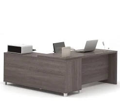 Bestar Pro-Linea 72"W L-Shaped Corner Desk, Bark Gray