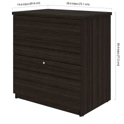 Bestar Ridgeley U-Shaped Desk With Hutch, Lateral File Cabinet And Bookcase, White Chocolate
