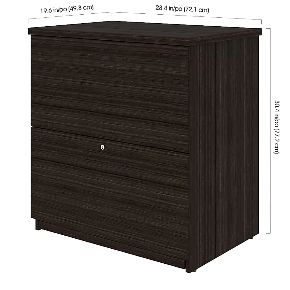 Bestar Ridgeley U-Shaped Desk With Hutch, Lateral File Cabinet And Bookcase, White Chocolate