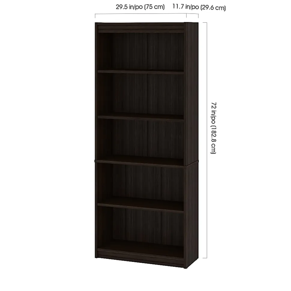 Bestar Ridgeley U-Shaped Desk With Hutch, Lateral File Cabinet And Bookcase, White Chocolate