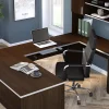 Bestar Ridgeley 65”W U-Shaped Executive Computer Desk With Pedestal And Hutch, Dark Chocolate