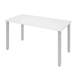 Bestar Universal 60"W Table Computer Desk With Square Metal Legs, White