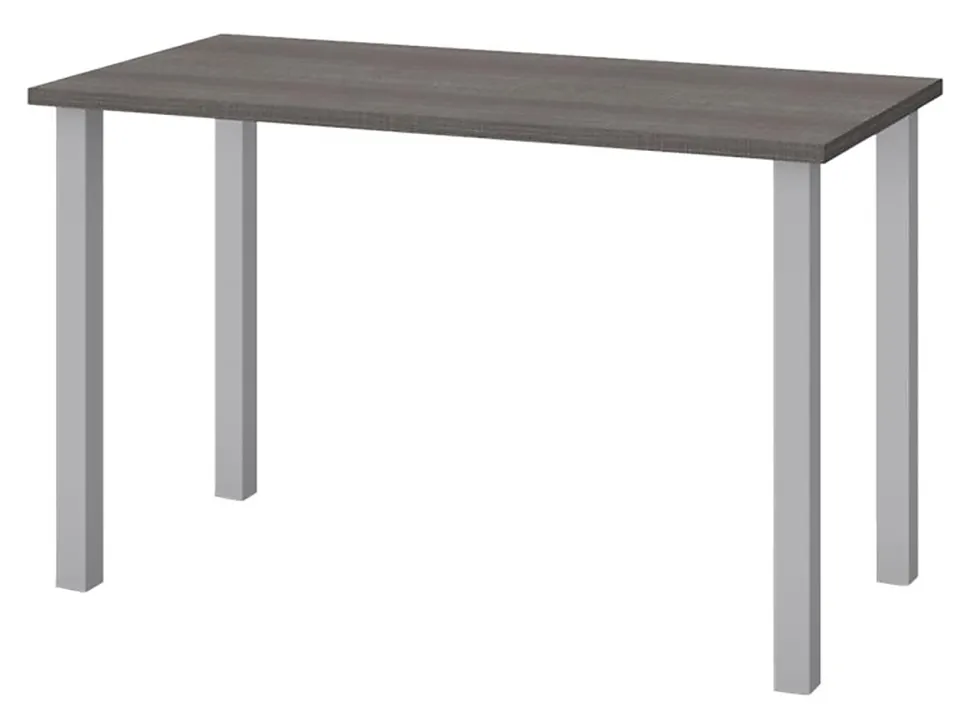 Bestar Universal 48"W Table Computer Desk With Square Metal Legs, Bark Gray