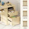 Bestier 55" Computer Desk With Power Outlets, 2 Storage Drawers And Keyboard Tray, Natural