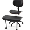 Bestier Ergonomic Faux Leather Mid-Back Cross Legged Office Task Chair With Wheels, Black
