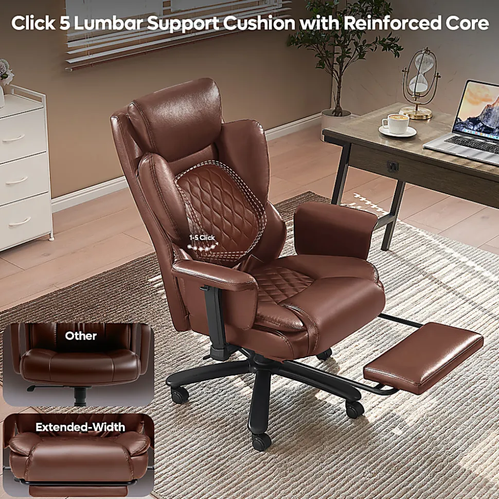 Bestier Ergonomic Faux Leather High-Back Executive Office Chair, Brown