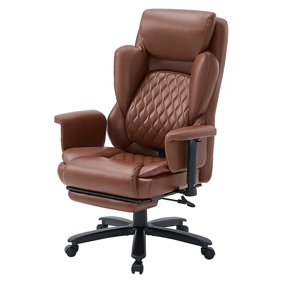 Bestier Ergonomic Faux Leather High-Back Executive Office Chair, Brown