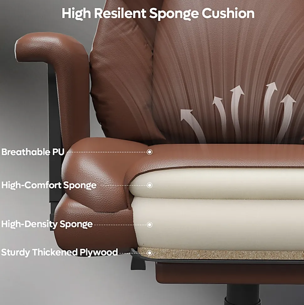 Bestier Ergonomic Faux Leather High-Back Executive Office Chair, Brown