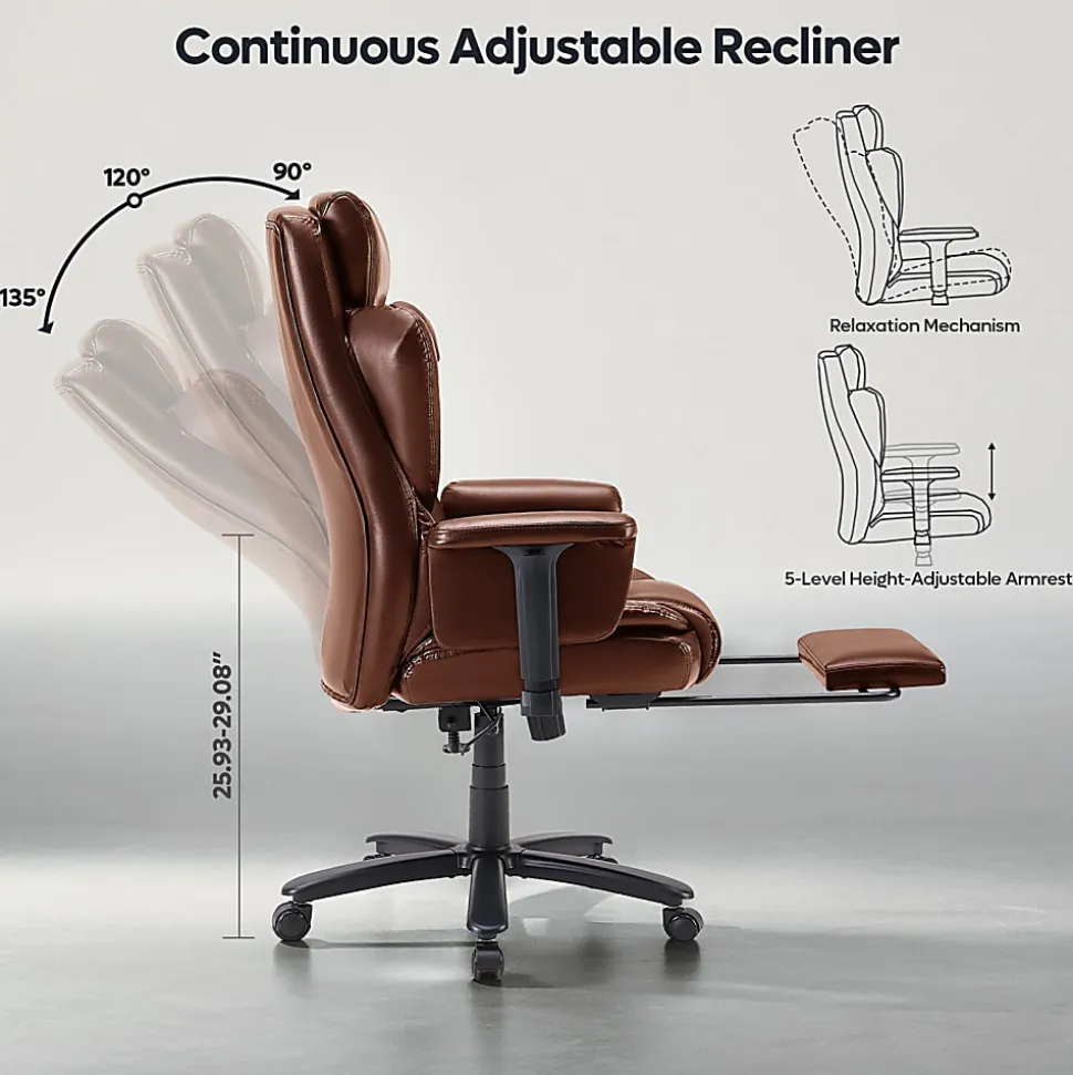 Bestier Ergonomic Faux Leather High-Back Executive Office Chair, Brown