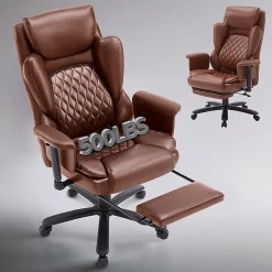 Bestier Ergonomic Faux Leather High-Back Executive Office Chair, Brown