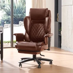 Bestier Ergonomic Faux Leather High-Back Executive Office Chair, Brown