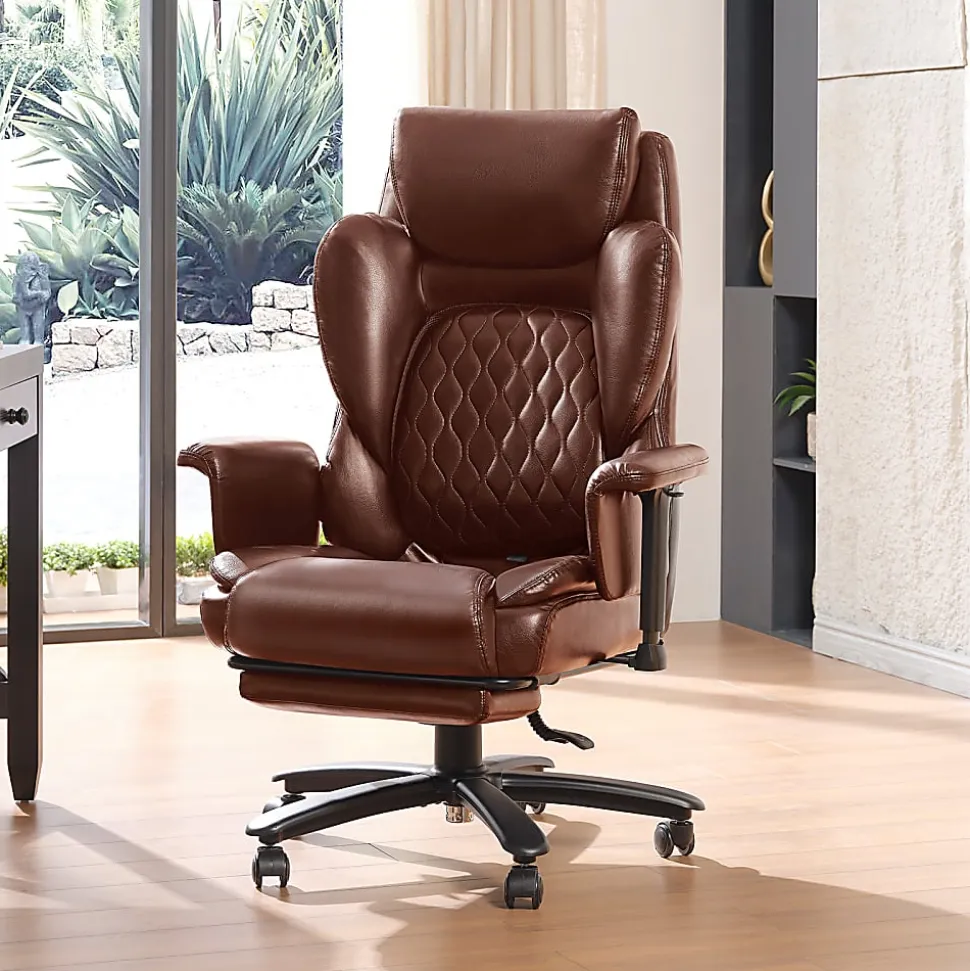 Bestier Ergonomic Faux Leather High-Back Executive Office Chair, Brown