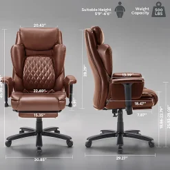 Bestier Ergonomic Faux Leather High-Back Executive Office Chair, Brown