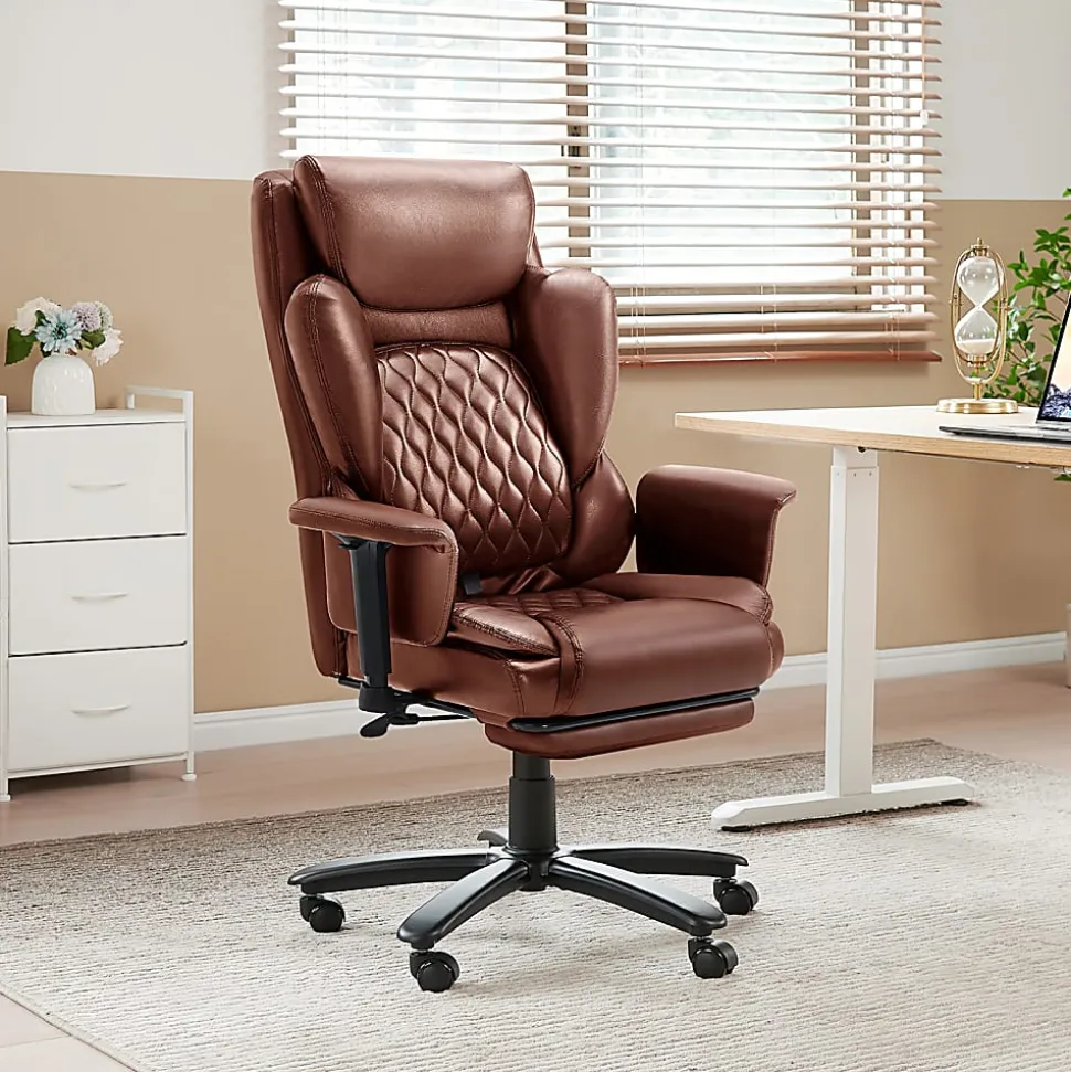 Bestier Ergonomic Faux Leather High-Back Executive Office Chair, Brown