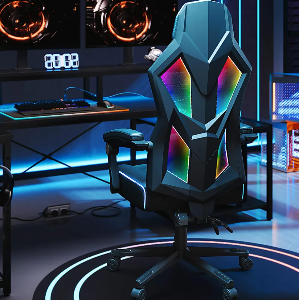 Bestier Ergonomic Gaming Chair With Integrated LED Lights, Black